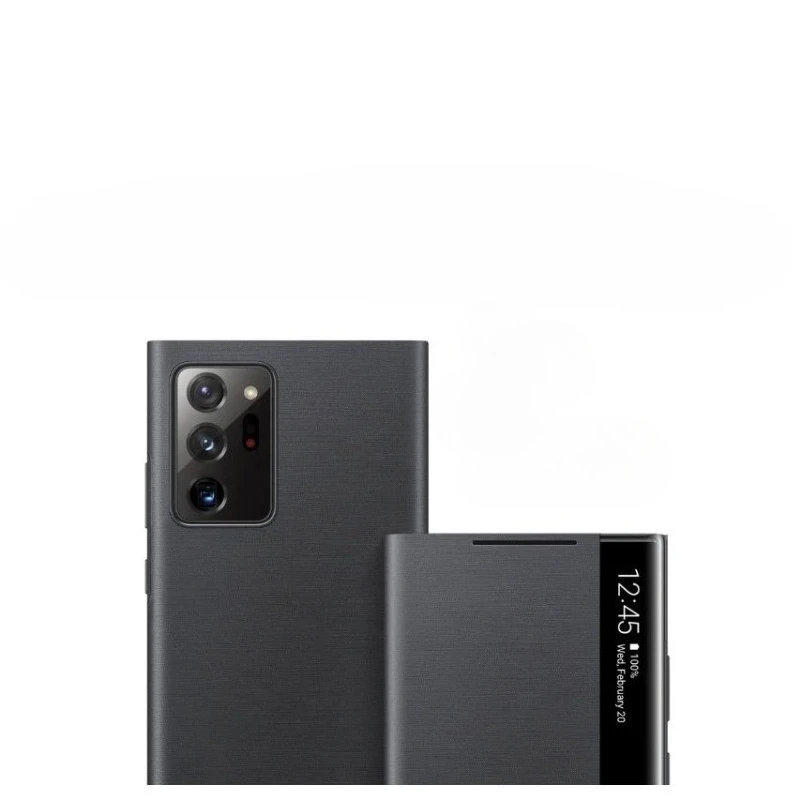 Luxuriöse Lederhüllen mit Litschi-Textur für Samsung Galaxy Note 10 Plus Note 10+ Free-Flip Answer Calls Window View Smart Flip Cover