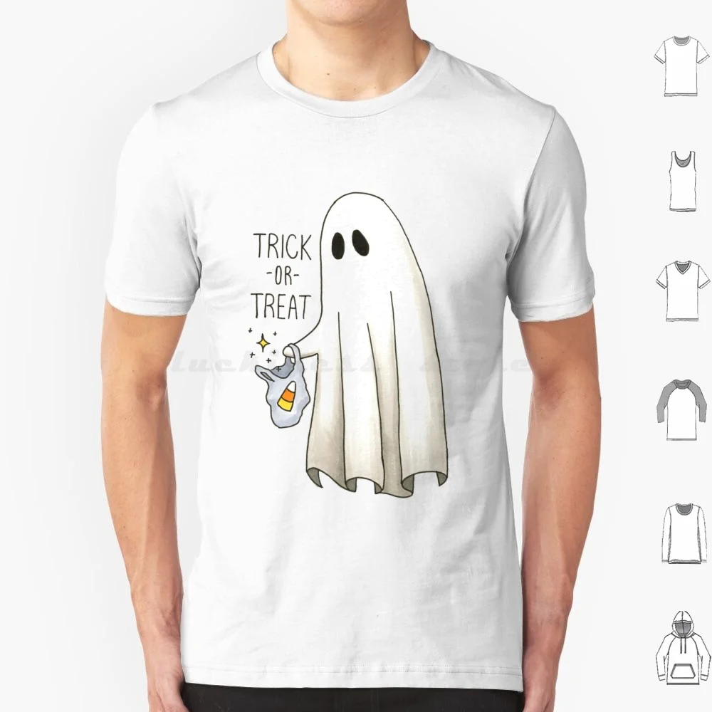 Spooky Ghost T Shirt Big Size 100% Cotton Halloween Ghost Spooky Sheet Ghost Trick Or Treat Candy Candy Corn