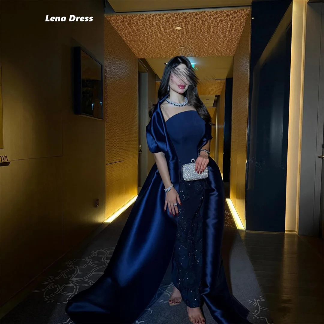 Lena Floral Lace Evening Dresses Woman Elegant Long Dresses for Special Occasions Dark Blue Customized Luxury Ball Dress Prom