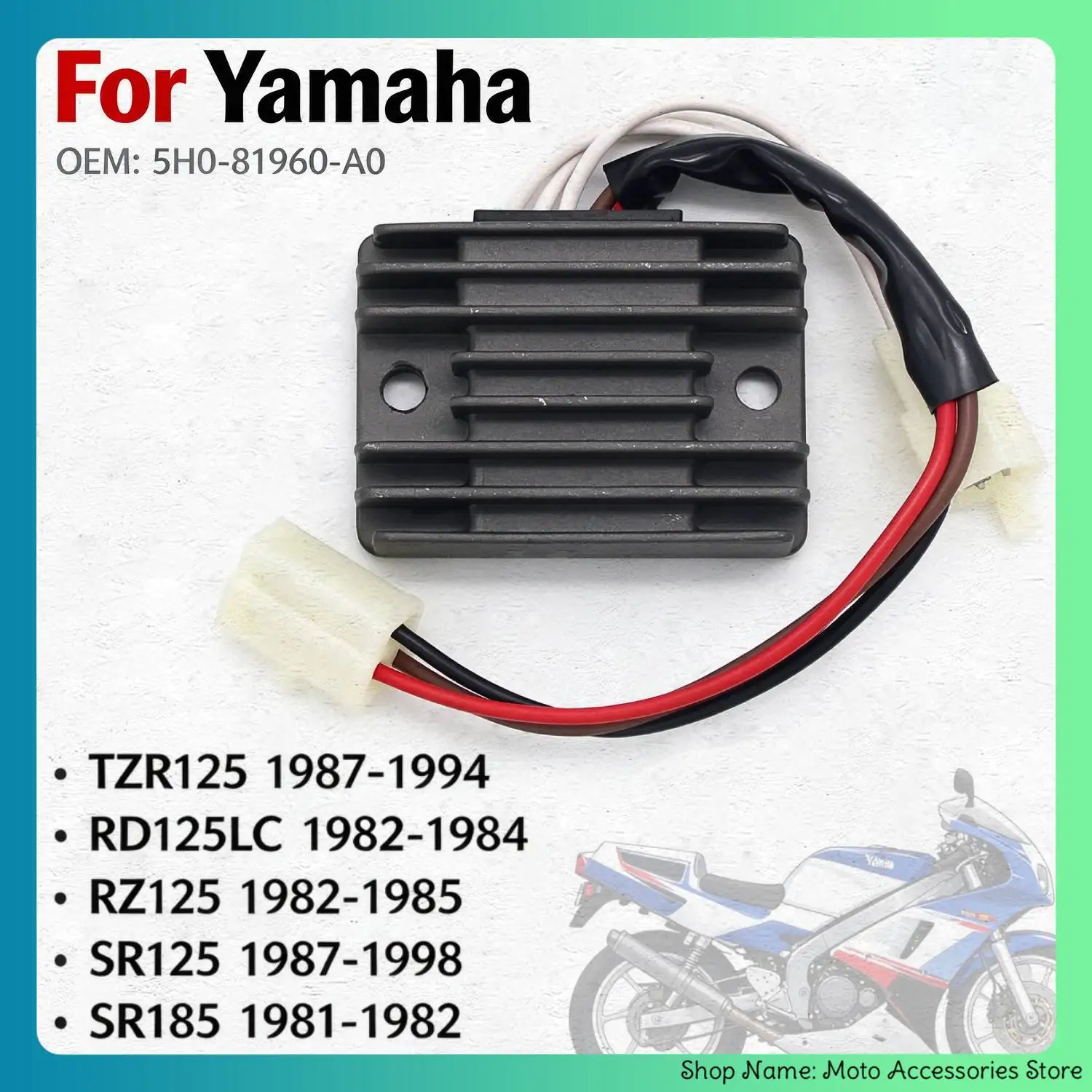 For Yamaha TZR125 1987-1994 RD125LC 1982-1984 RZ125 1982-1985 SR125 SR185 5H0-81960-A0 Motorcycle Voltage Regulator Rectifier