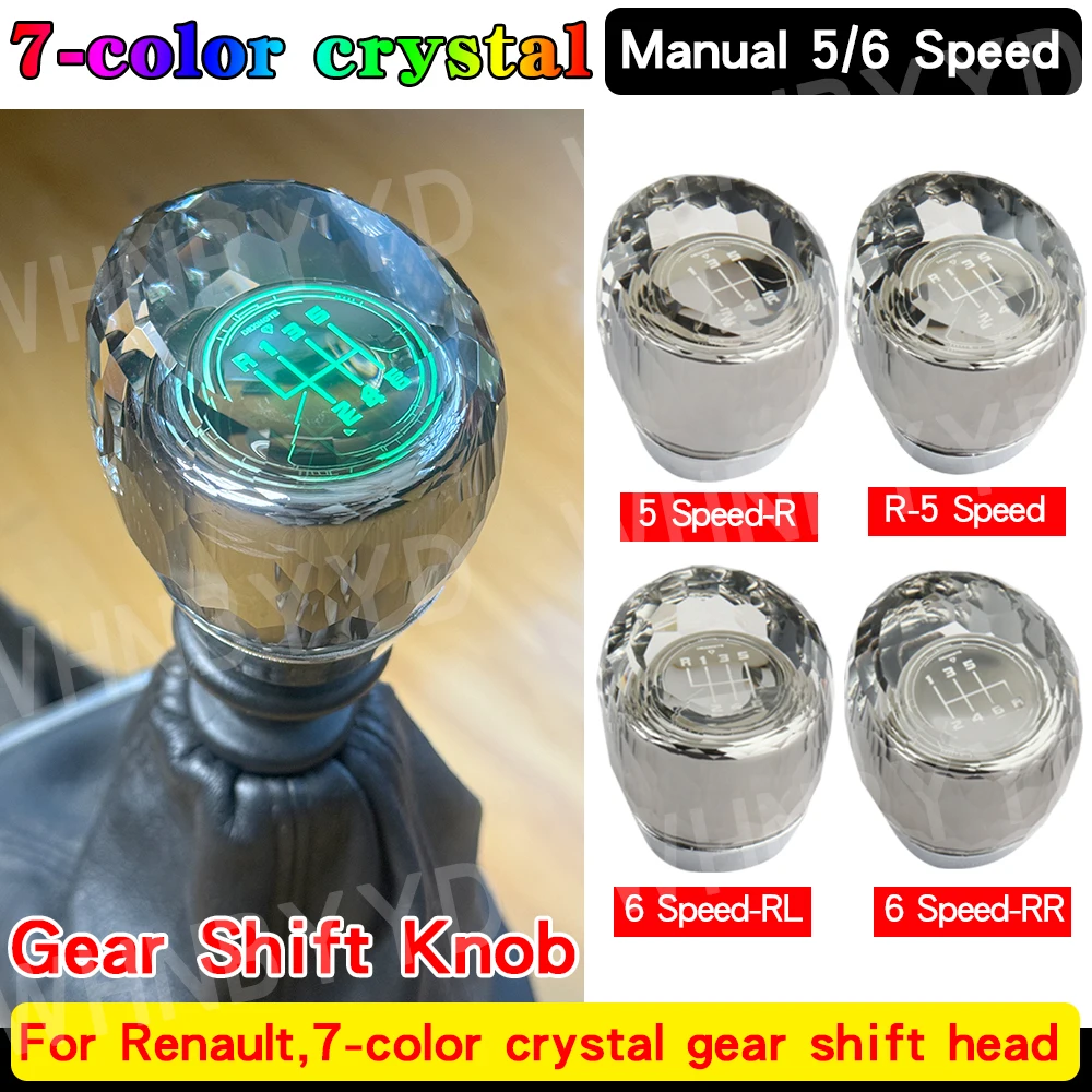 

For Renault Twingo Scenic Megane Laguna Kangoo Clio II 2 MK2 172 18 Logan LED Crystal Car Gear Shift Knob Hand Speed Lever Shift