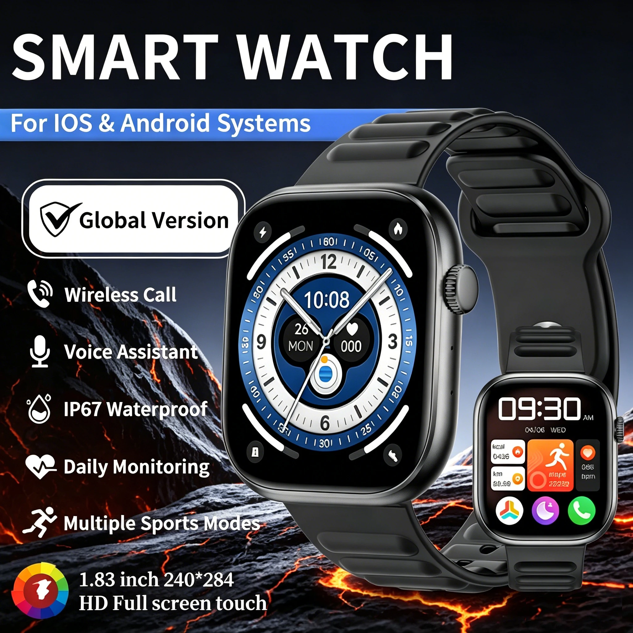 

Marsyu Blood Oxygen Smart Watch Man HD Screen Custom Watch Face Women’s Health Monitor Watch Bluetooth Call Sports Smartwatches