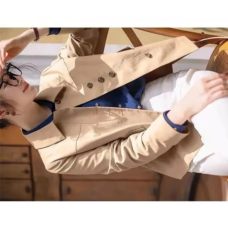 Spring Autumn Ladies Fresh Casual Tops Jacket Korean Women High-end Long Sleeves Coat Female Fashion Solid Color Short Outwear