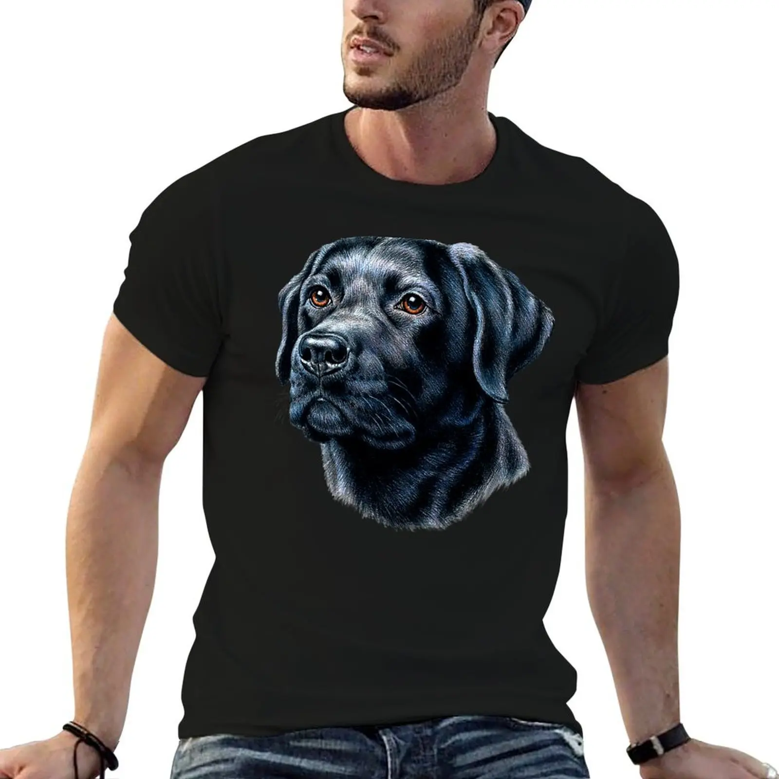 

Black Labrador Owner Portrait Black Lab Pet Owner T-Shirt t shirts with prints t shirt man cotton t shirt man designer T-shirt