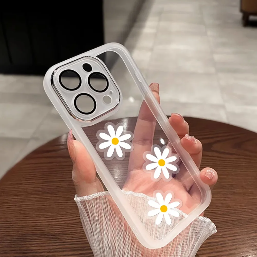 5 sheets Cute Daisy Floral Stickers-Small Round Decals with Glitter Accents,Reusable Glossy Finish for Phones, Laptops