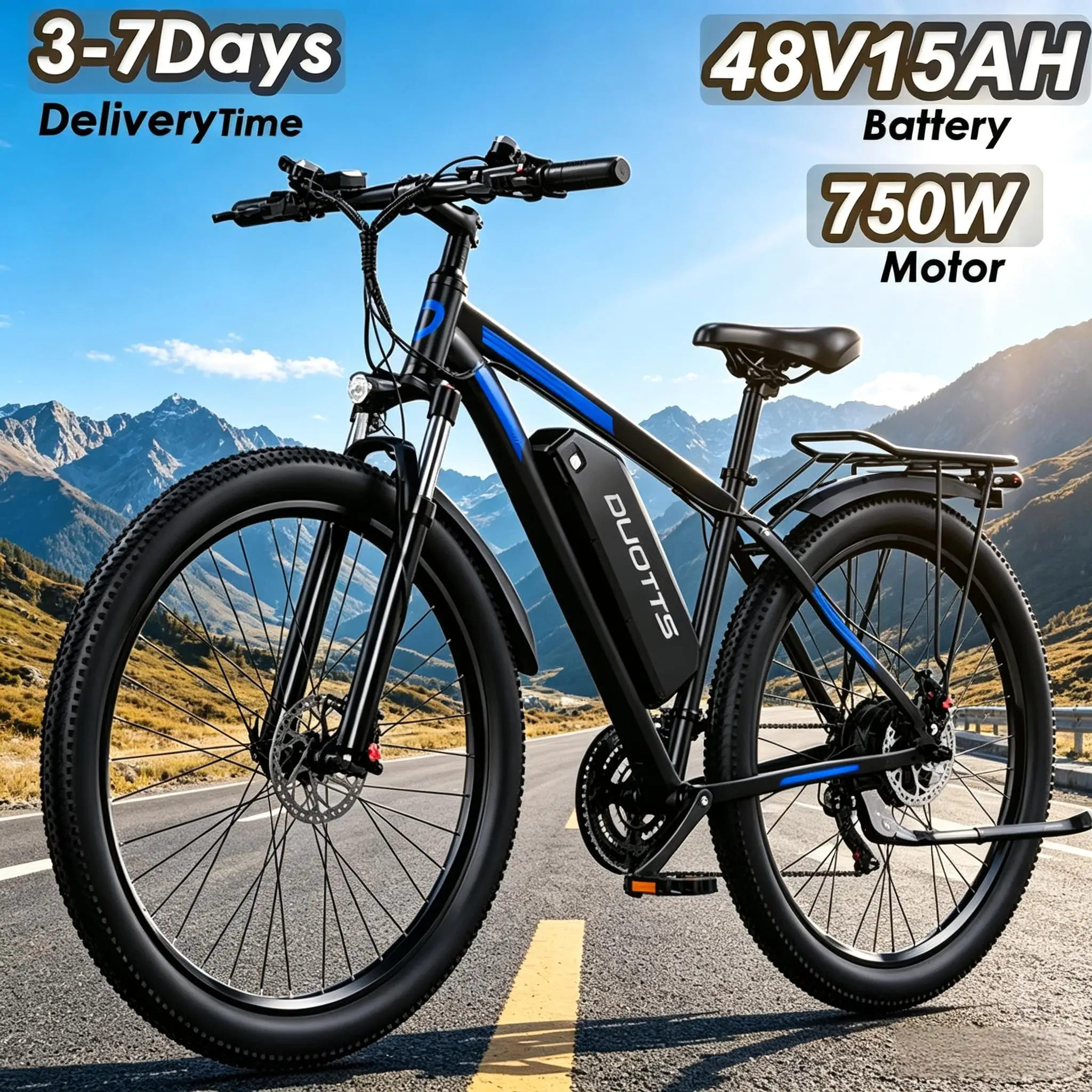 Image of E-Bike 750W Motor 48V15AH Lange Laufzeit Hydraulische Bremse Elektrofahrrad 29-Zoll Offroad-Reifen Große Reichweite Stadtpendler-Elektrofahrrad