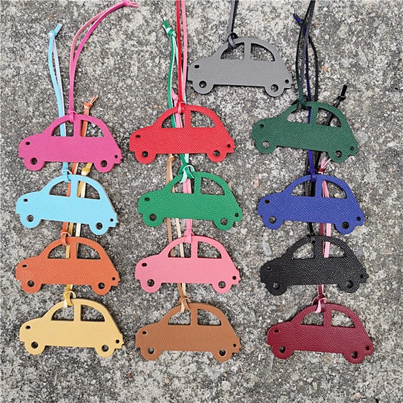 Custom Name Cute Car Pendant Luxury PU Leather Fashion Handbag Charm Engrave Initials Wholesale Travel Luggage Tag Creative Gift