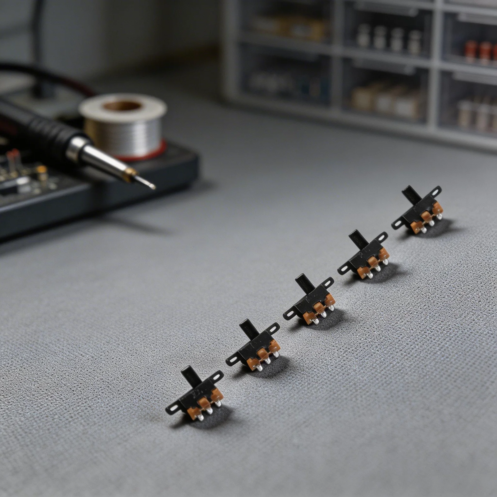 50 Pack Mini Slide Switch 2 Position Panel Mount with 3 Pin Solder Lug Pin ON SPDT for Small Power Electronic Applications