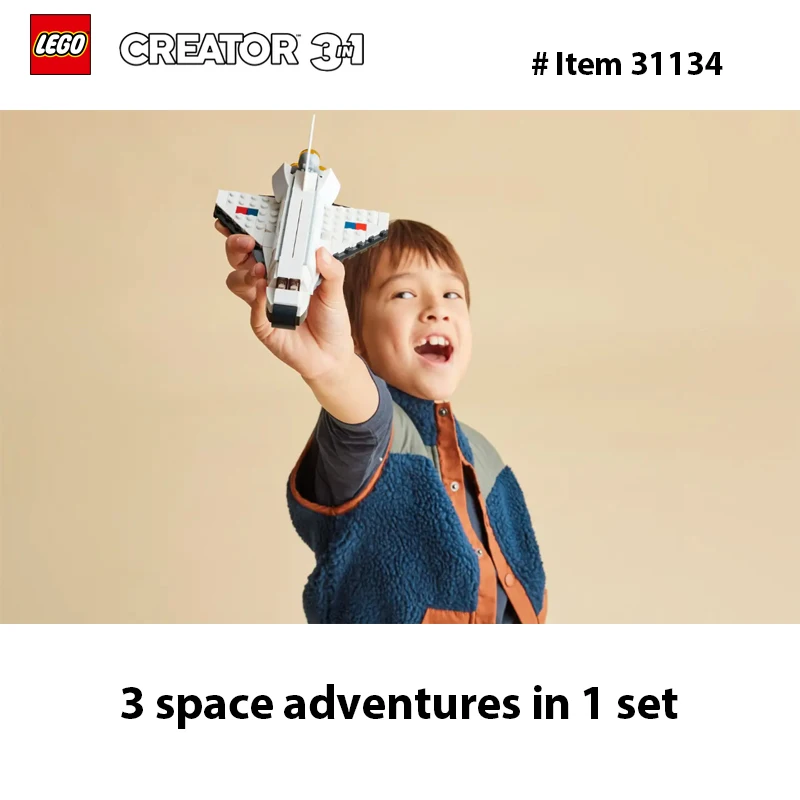 LEGO 31134 Creator 3 in 1 Space Shuttle Building Toy for Kids, Creative Gift Idea for Boys and Girls Ages 6 and Up