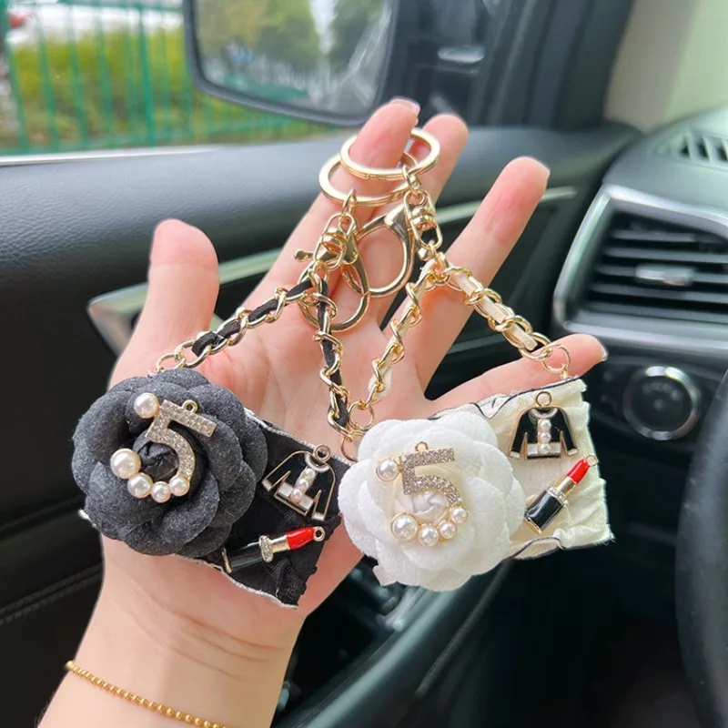 Creative Camellia Handbag Shape Car  Keychain Fashionable Personalized Metal Bag Pendant Key Ring Accessories