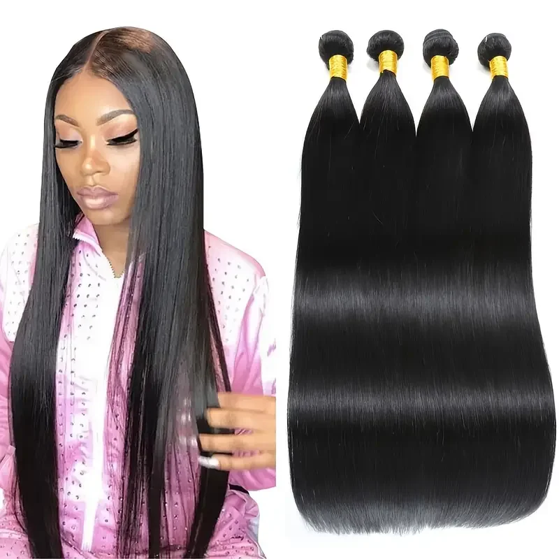 Peruvian 100% Human Hair Straight Bundles Weaving Weave For Black Women 3 4 Bundles Deal Natural 30 Inch Bundle Hair Extensions