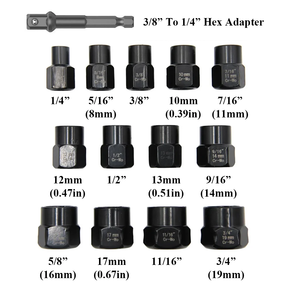 

14 Pieces Cr-Mo Steel Impact Bolt & Nut Remover Set Bolt Extractor Tool Set with Solid Storage Case for Industrial Drop Shipping