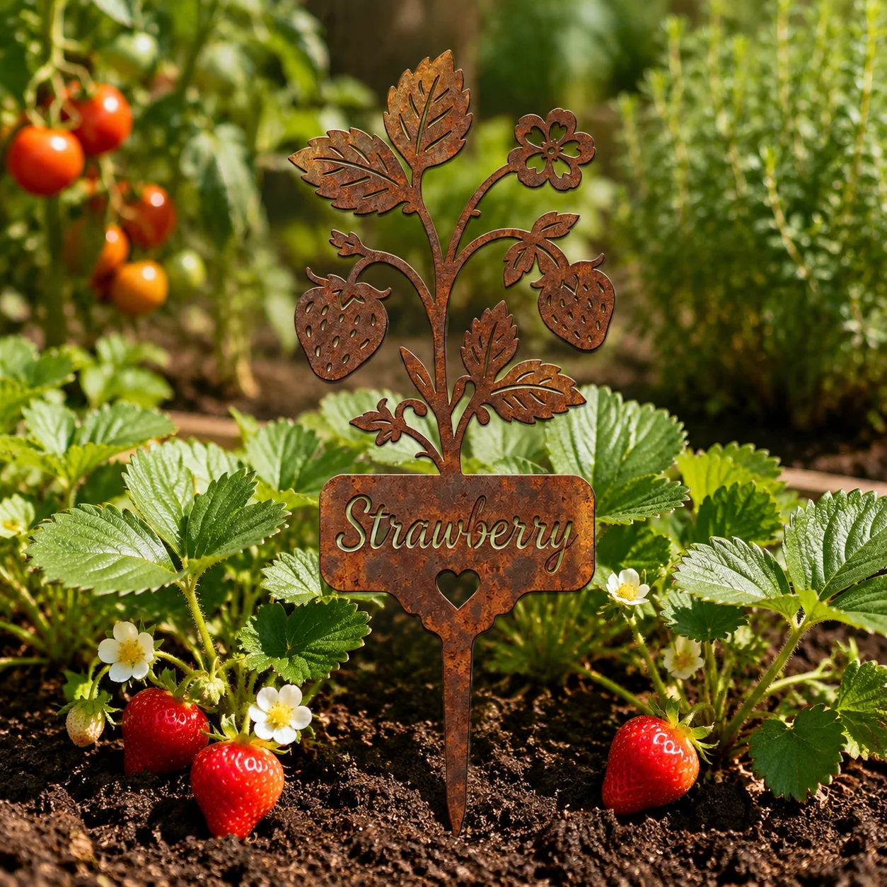 Metal Garden Stake Signs Rustic Aged Iron Fruit Vegetable Plant Marker Labels Outdoor Yard Garden Bed Decor Insert Stakes