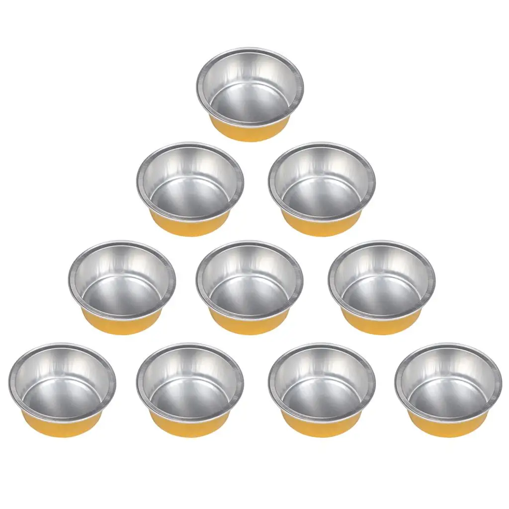 10 × وعاء صهر شمع من رقائق الألومنيوم، وعاء تسخين شمع صغير، ذهبي