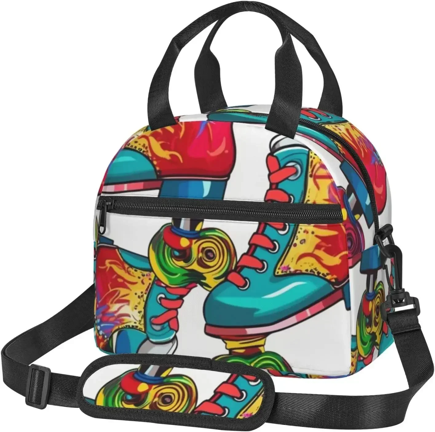 Lunch Box for Men Women Colorful Roller Skates Print Lunch Bag Insulated Reusable Portable Lunchbox