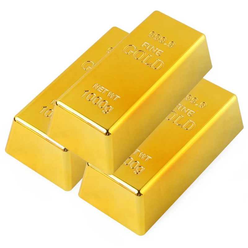 Fake Gold Bar Plastic Golden Paperweight Home Decor Bullion Bar Simulation Decoration Crafts Creative Gold Brick Decor Toy Shop