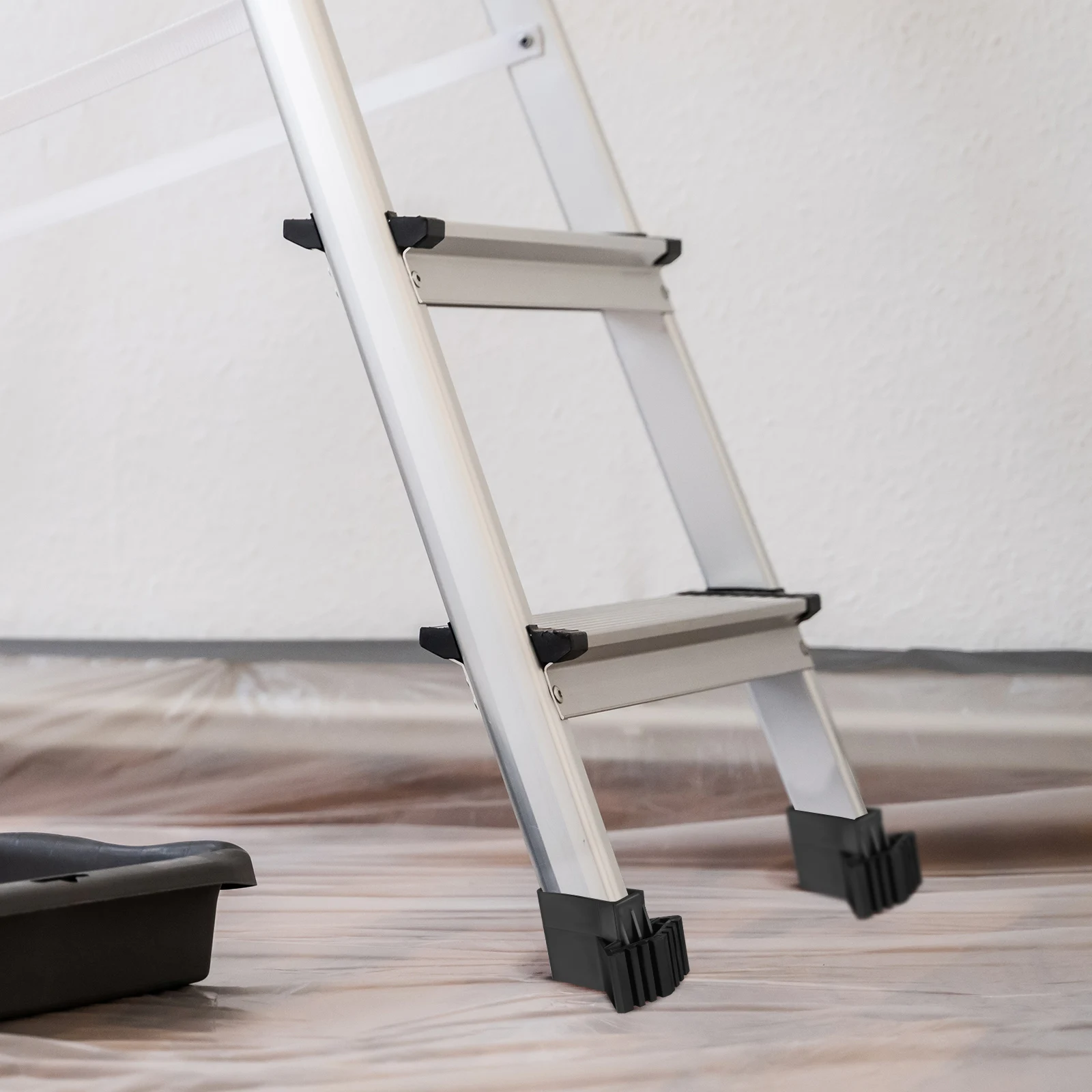 4 Pcs Black Plastic Non slip Foot Pads for Telescopic Step Ladder Parts Strong Material Multi functional Stabilizer Cushion