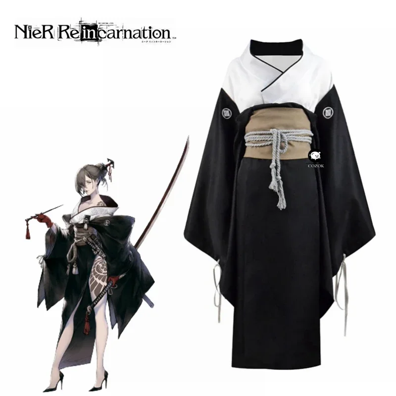 

NieR Re[in]carnation Cosplay Costume Black Kinomo Dress Suit Halloween Carnival Costume
