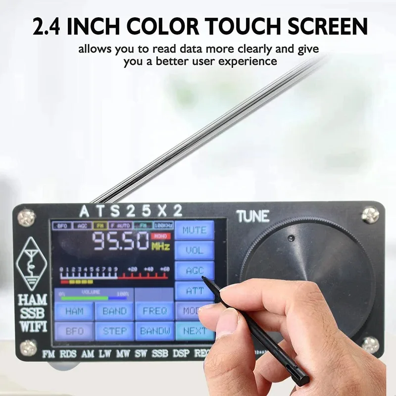 ATS25X2 DSP Full Band FM/LW/MW/SW/SSB Spectrum Scan Receiver Touchscreen Digital Radio Si4732 Chip APP Network WIFI ESP32