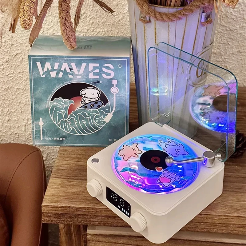 Беспроводные часы в стиле ретро с Bluetooth-динамиком, музыкальный проигрыватель с белым звуком, уличный музыкальный проигрыватель с проекцией RGB, атмосфера