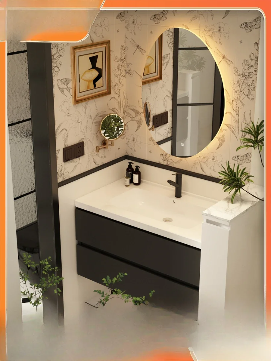 Modern minimalist bathroom cabinet, combination bathroom, washbasin, sink, ceramic integrated washbasin