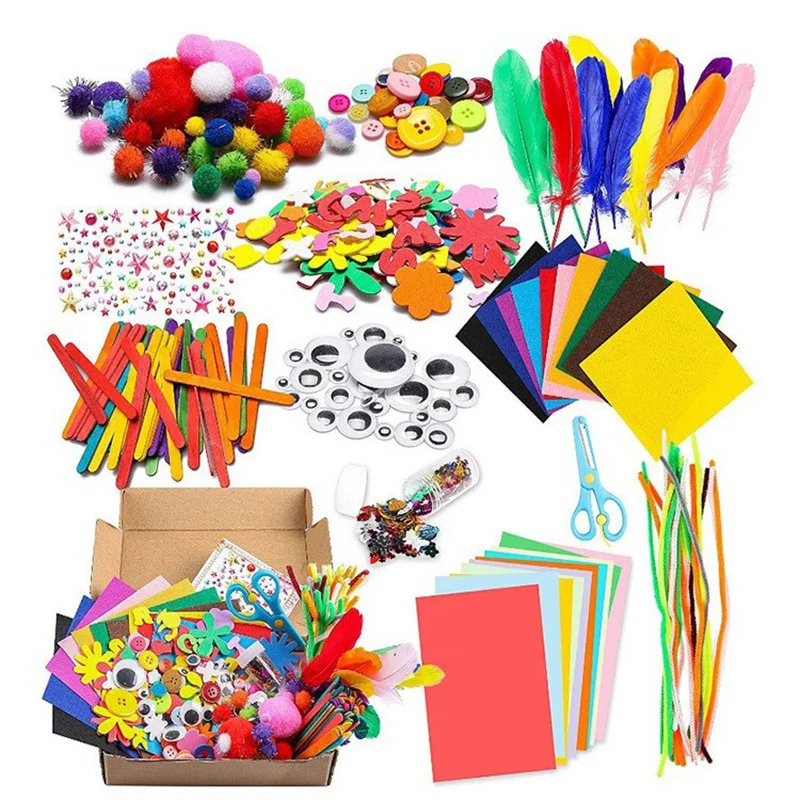 rainbow-craft-toy-set-for-kids-diy-handmade-projects-multiple-materials-party-entertainment-creative-handicraft-toys