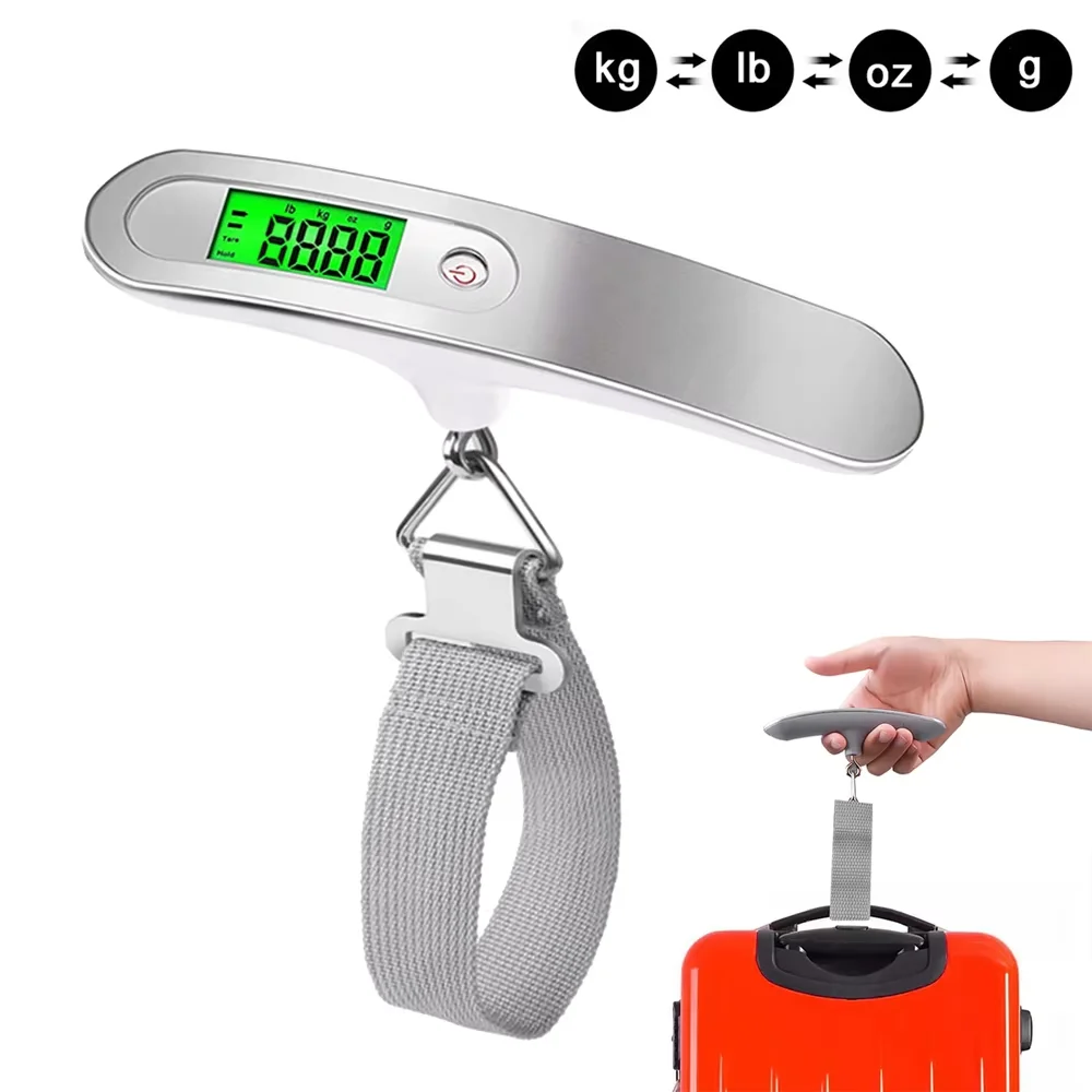 Scale Electronic Backlight Scale Spring Balance Luggage Scale Steelyard Suitcase Travel Hanging Steelyard Hook Scale 50kg/110lb