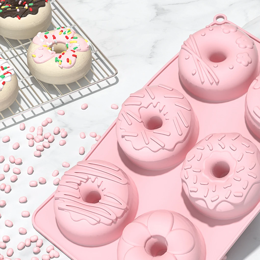 

6-hole Donut Mold Food Grade Silicone Dessert Baking Tool Making More Durable To . All-in-one Soft