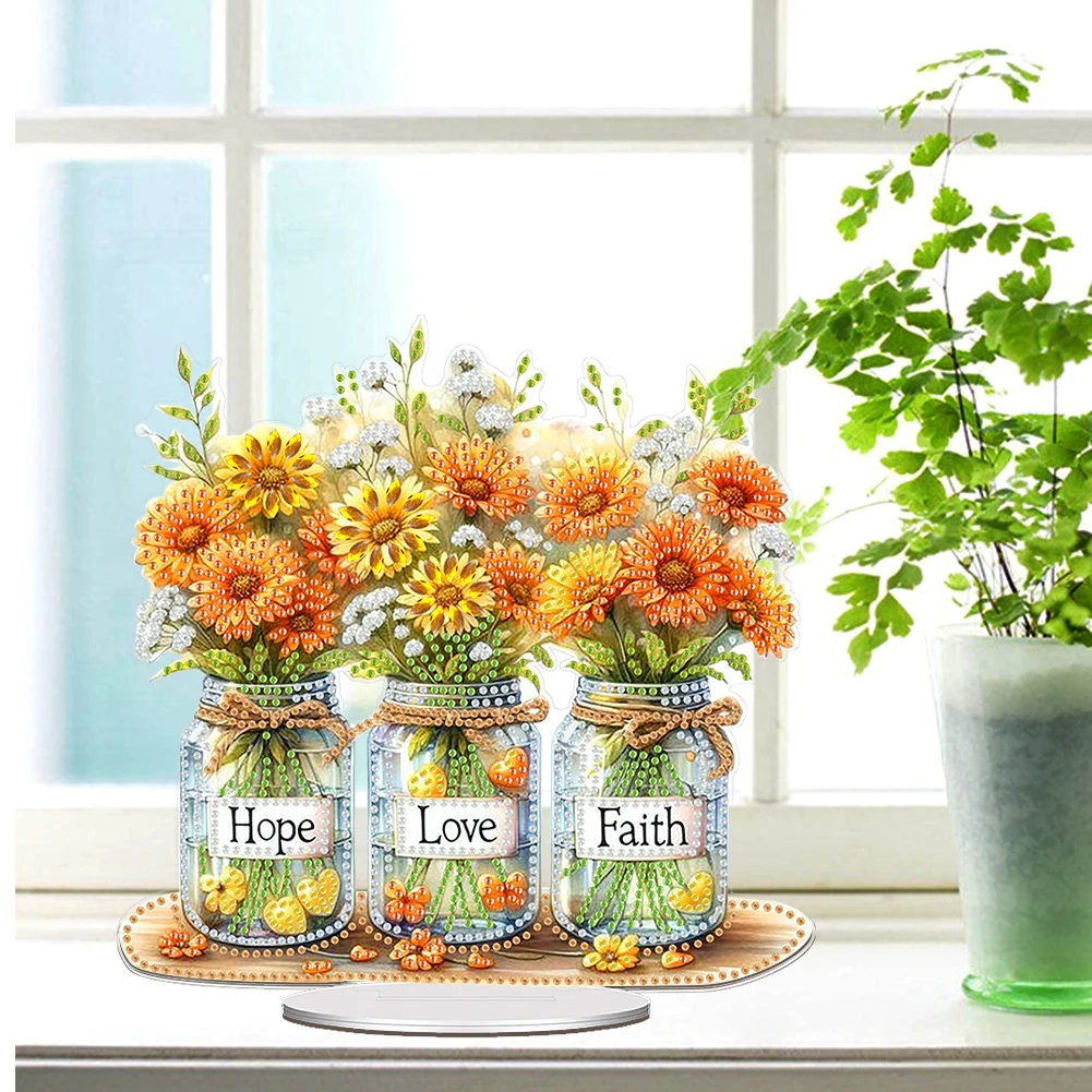 

Acrylic Special Shape Flower Car Desktop Diamond Art Kits Rhinestones Desktop Ornaments 5D DIY Diamond Art Tabletop Decorations