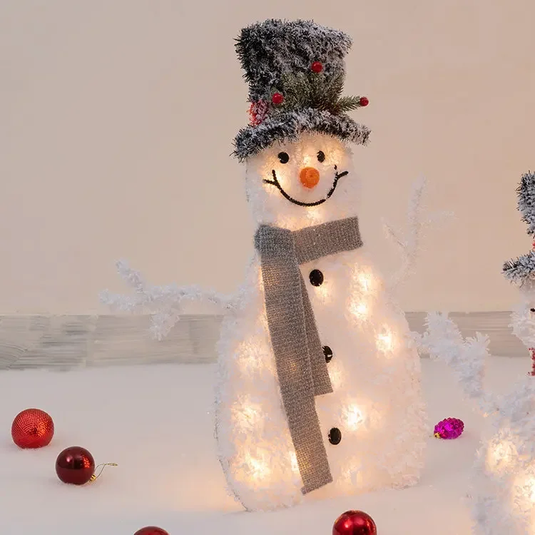 Christmas Luminous Flocking Snowman Ornament Large Scene Decor Supplies For Mall Hotel Window Xmas Tree Layout - view 4