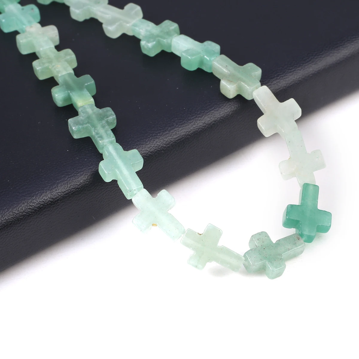 

Natural Stone Beads Cross Shape Natural Green Aventurines Rose Quartzs Loose Beaded for Making DIY Jewelry Necklace Accessories