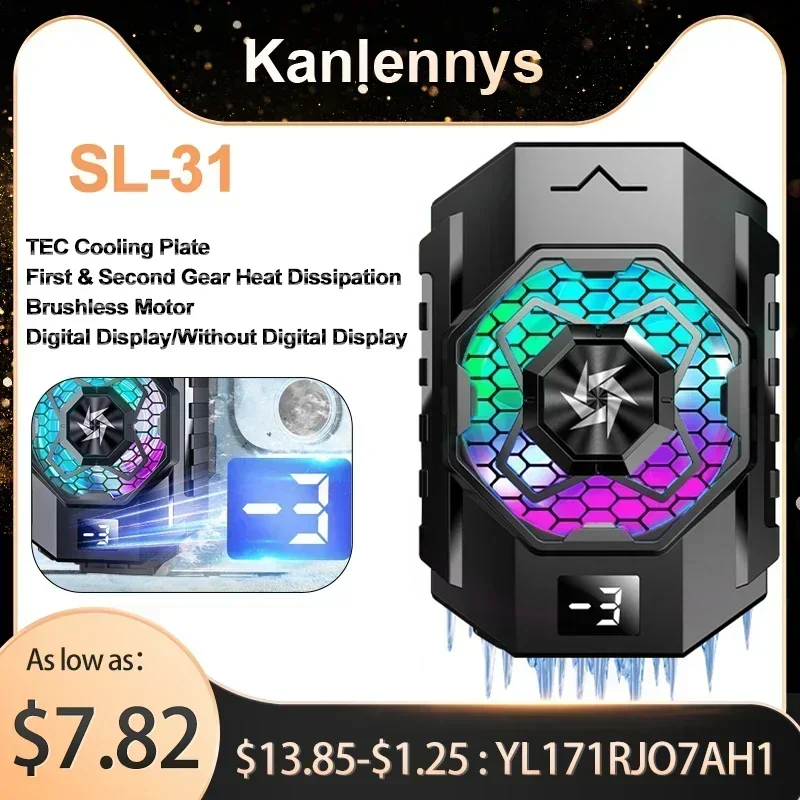 

SL31 Mobile Phone PUBG Game Cooler Semiconductor Back-clip w/ Digital Display Cooling Fan Radiator for IPhone Android Universal