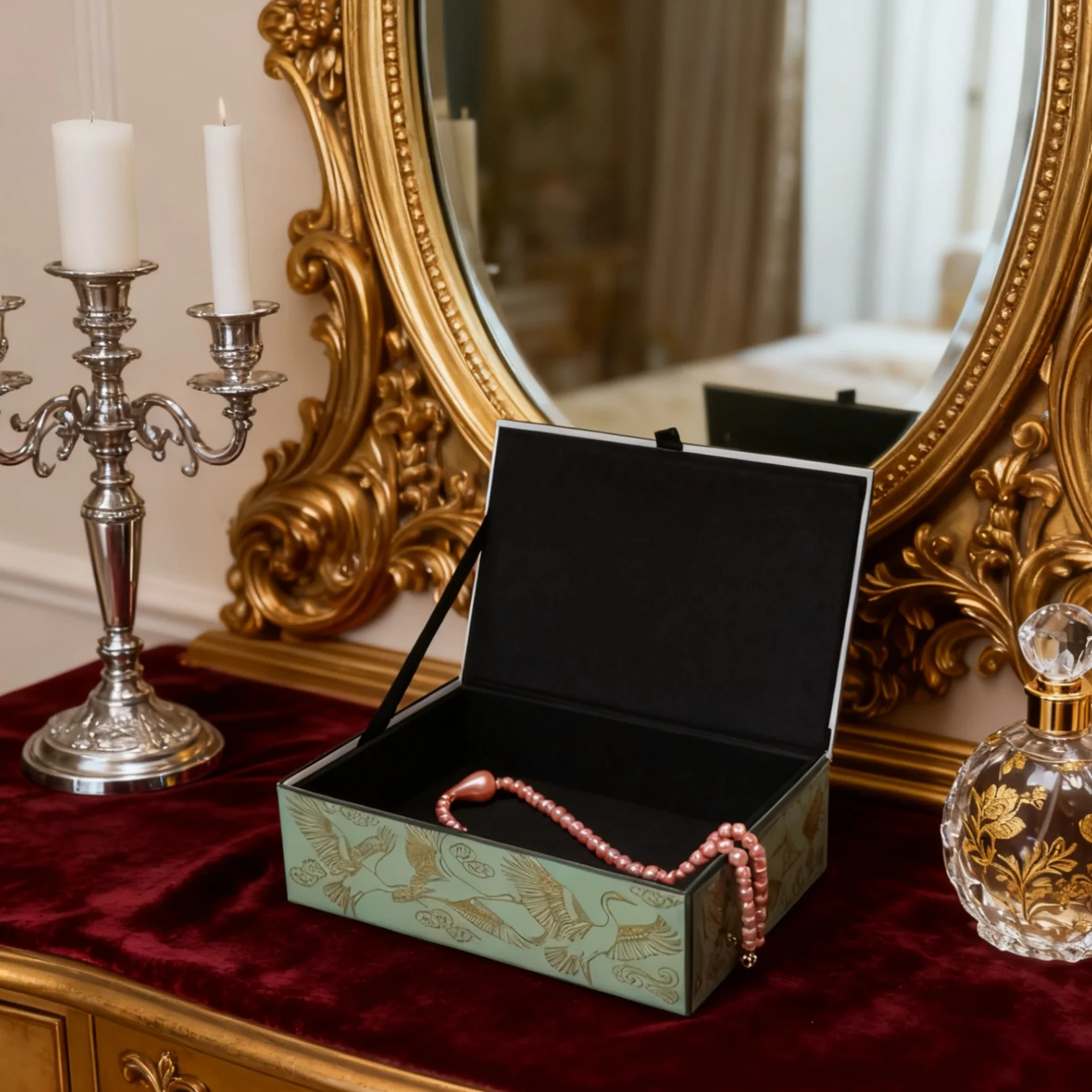 Medium to large auspicious cloud and crane painted dust-proof box, a stylish Chinese-inspired desktop ornament, premium multi-fu