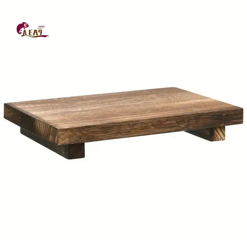 AEA9-Wood Pedestal Soap Stand Bathroom Kitchen Countertop Tray Farmhouse Wood Riser Soap Dish Plants Holder