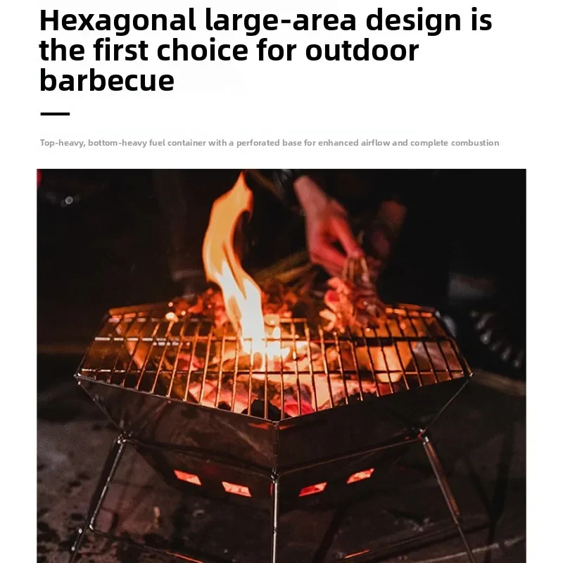 

Mountainhiker открытый кемпинг барбекю дровяная печь портативный гриль из нержавеющей стали шестиугольная складная горелка для пешего туризма пикника