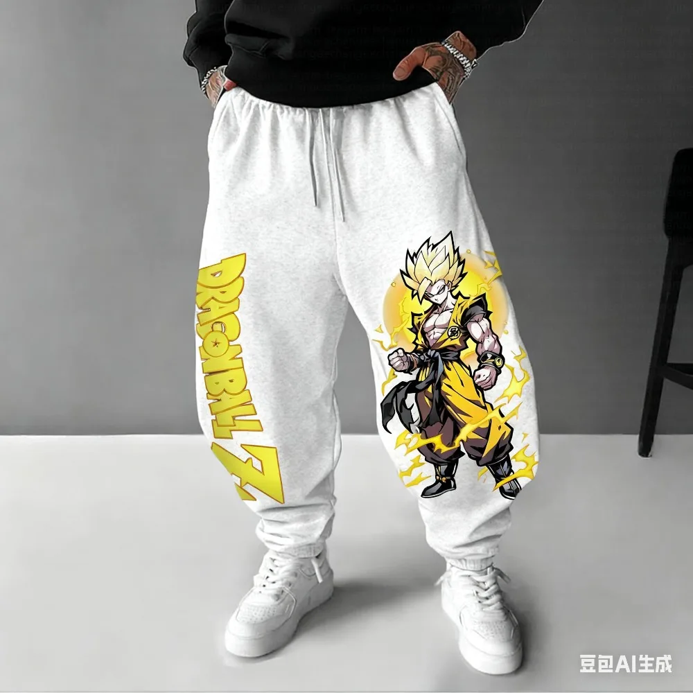 Dragon Ball negro gris serie hombres mujeres talla grande Y2k Harajuku tendencia Harlan pantalones Otoño Invierno pantalones sueltos de alta calidad
