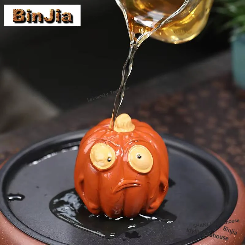 

Handmade Ghost Pumpkin Purple Clay Tea Pet Boutique Halloween Tea Play Figurine Toys Sculpture Statue Tableware Supplies Crafts