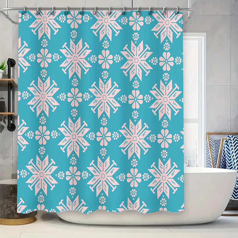 

Snowflake Blue Shower Curtain Waterproof Bath Decoration Home Decor Bathroom Rug Mat Modern Print Flower Pattern Shower Room Acc