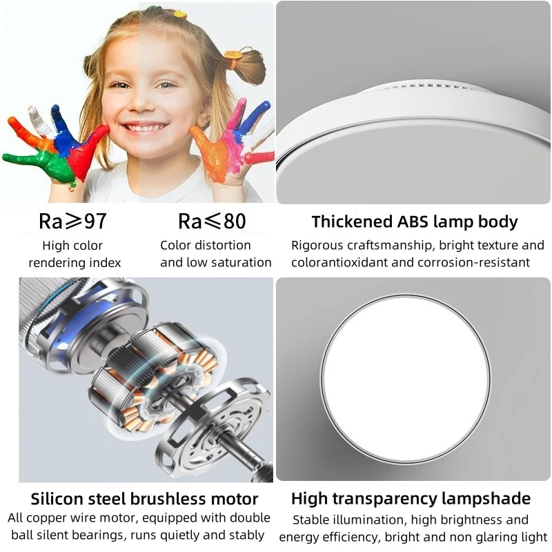 Modern LED Invisible Bladeless Ceiling Fan Light 6speed DC Variable Frequency Remote Dimming Air Circulation Fan Home Sealed Fan
