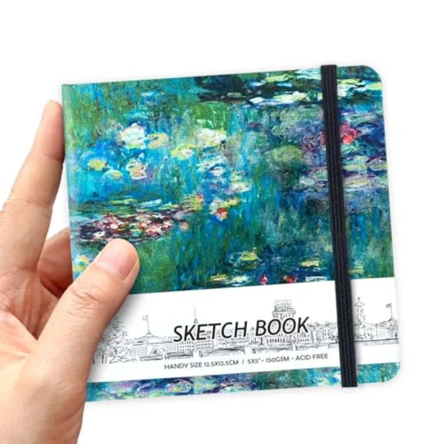 5" x 5" Hardcover Sketch Book, Small Mixed Media Sketch Pad, 58 Sheets 150GSM Acid-Free Artist Drawing Paper, Travel Journal Bl