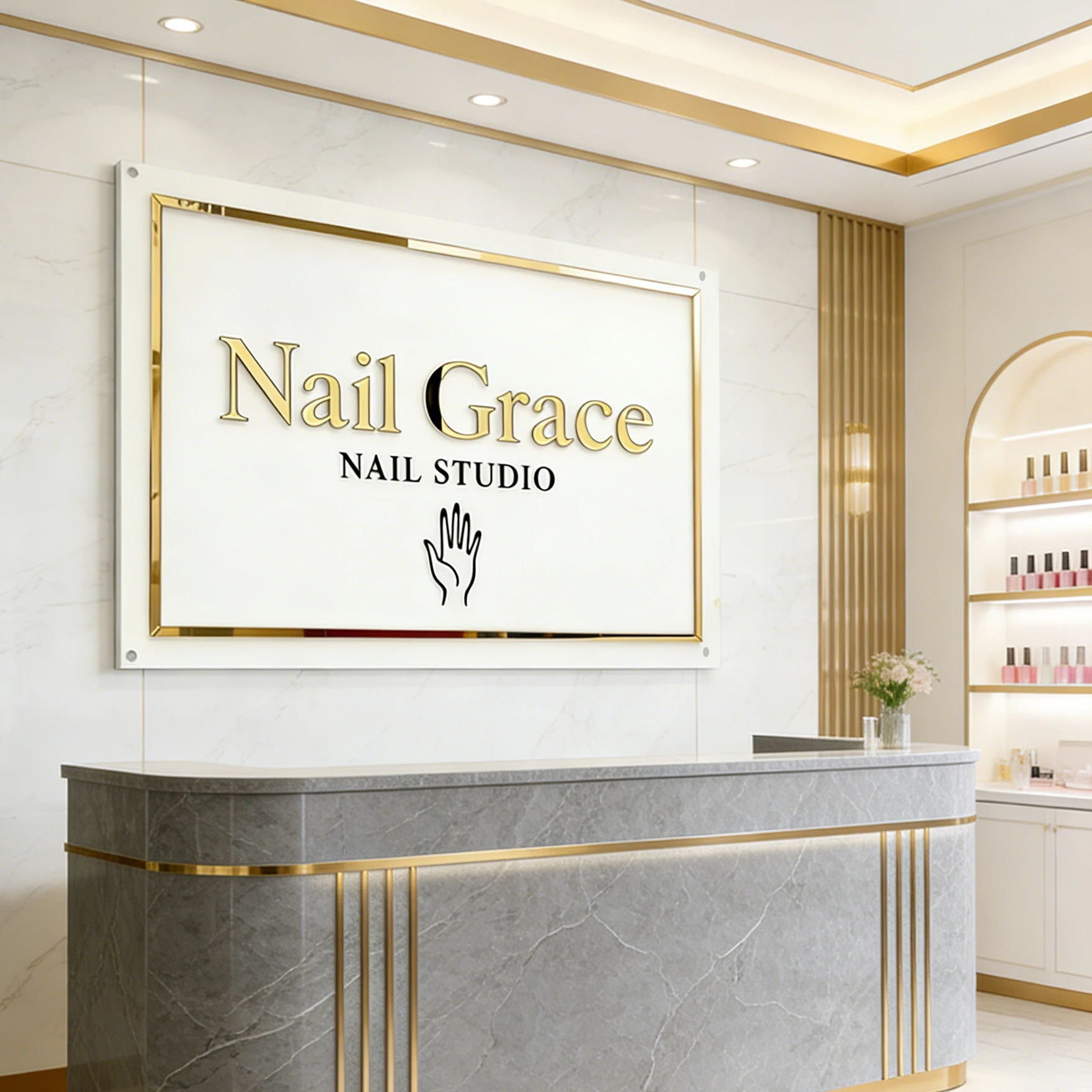 Letrero de negocios personalizado con logotipo de salón de belleza, letrero con logotipo de oficina, letrero de pared, letrero personalizado acrílico 3D, decoración de pared, placa de tienda