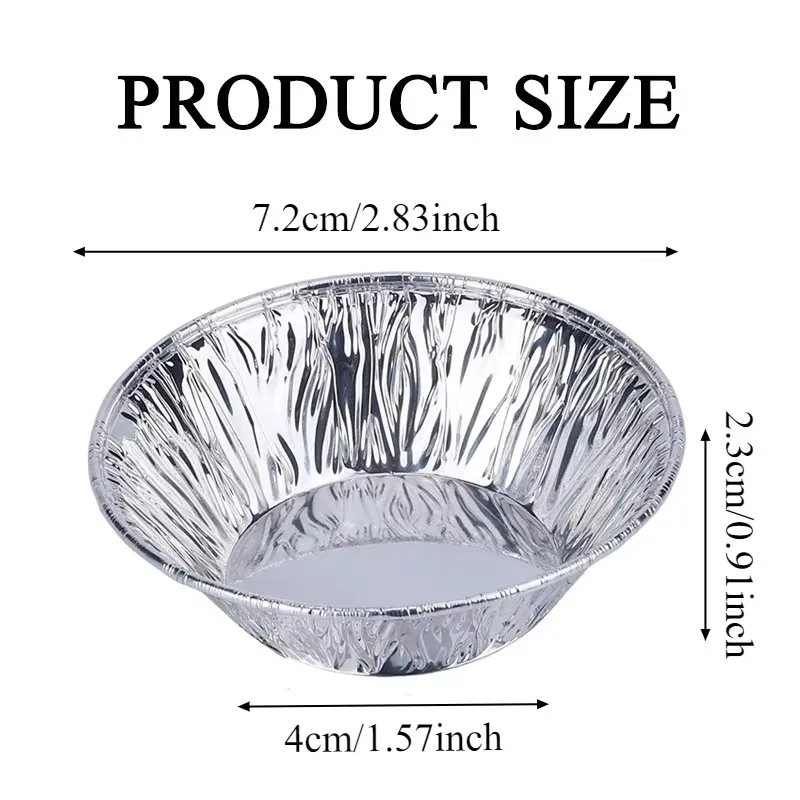 Aluminum Foil Baking Cups 100/200PCS Disposable Egg Tart Pans Round Silver Molds for Mini Pies Muffins Cupcakes and Desserts