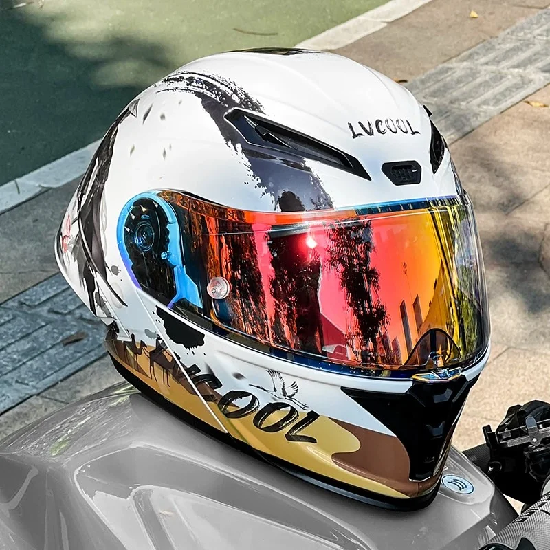 Flip Up Motorcycle Helmet Dual Visor Full Face Riding Helmet Rear Spoiler Graphic Street Touring Moto Headgear