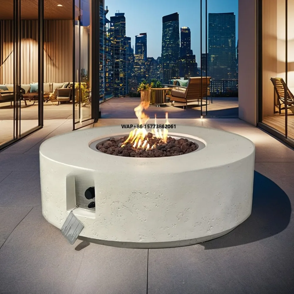 โต๊ะเตาไฟกลางแจ้งทรงกลมแบบโมเดิร์น ไร้ควัน สำหรับลานบ้านและตั้งแคมป์