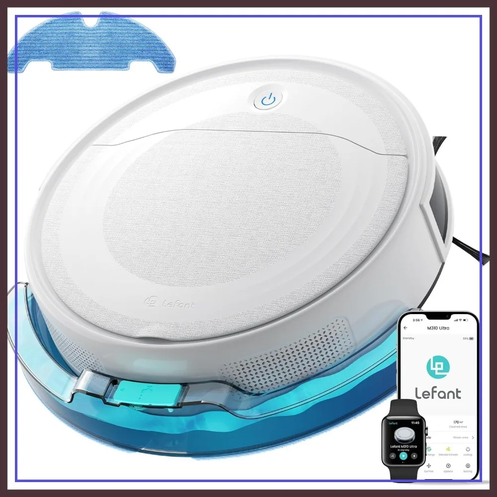 6000Pa Robot Vacuum and Mop, 3in Slim ToF LiDAR Navigation, 170min Runtime, for Pet Hair, Hard Floors