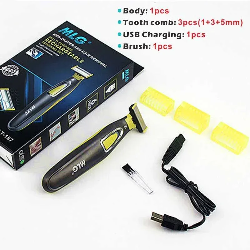 MLG Waschbarer wiederaufladbarer Elektrorasierer Bartrasierer Körpertrimmer Männer Rasiermaschine Haar Gesichtspflege Reinigung