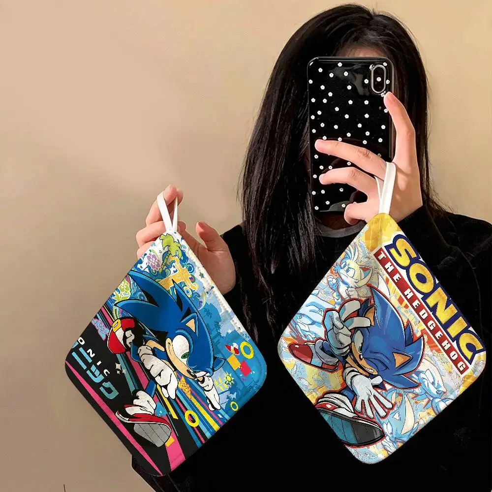 Anime S-Sonic H-HedgehogES Hanging Style Hand Wiping Towel, Polyester Cotton, Anti-fade for Indoor Kitchen Living Room