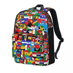 Countryball-mochila de dibujos animados para niña, morral escolar colorido con patrón deportivo