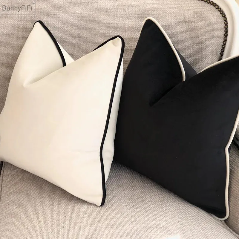 Black White Solid Velvet Pillow Cover Home Decoration Cushion Cover Velour Pillowcase Living Room Sofa Pillow 45x45 /50x50/30x50