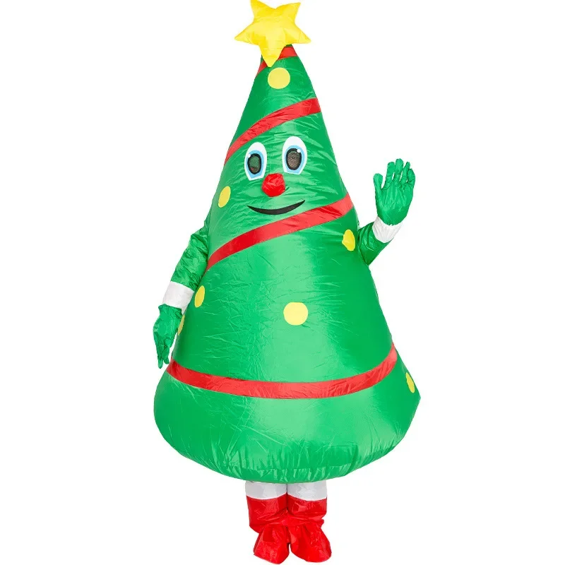 Inflatable Christmas Moveable Tree Costume Xmas Party Cosplay Outfit Cute Santa Clothing Funny Cartoon Clothes for Men Women